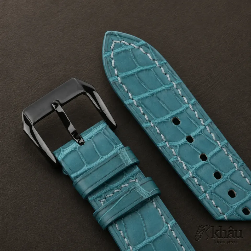 Aqua Green Alligator Leather Samsung Watch Band — additional view