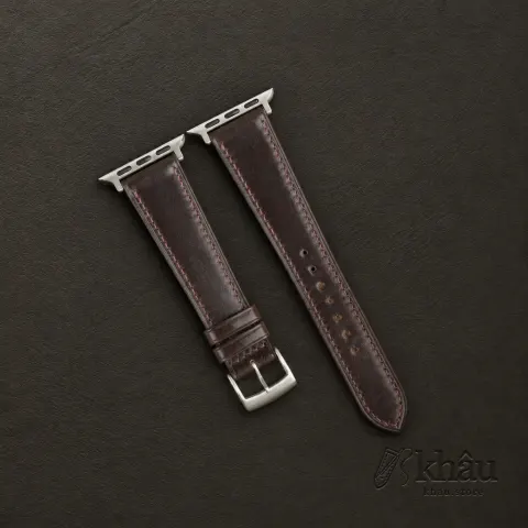 Brown Shell Cordovan Leather Apple Watch Band — front view