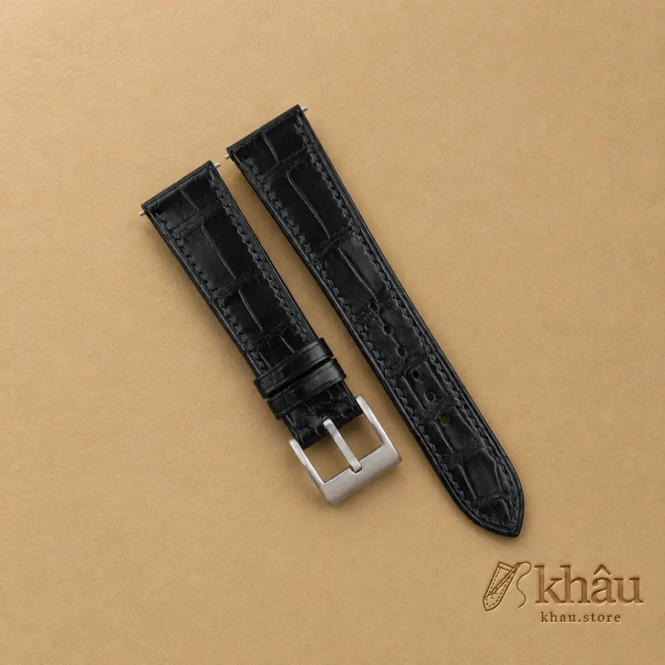 Black Alligator Leather Strap for Baltic Watch — additional view