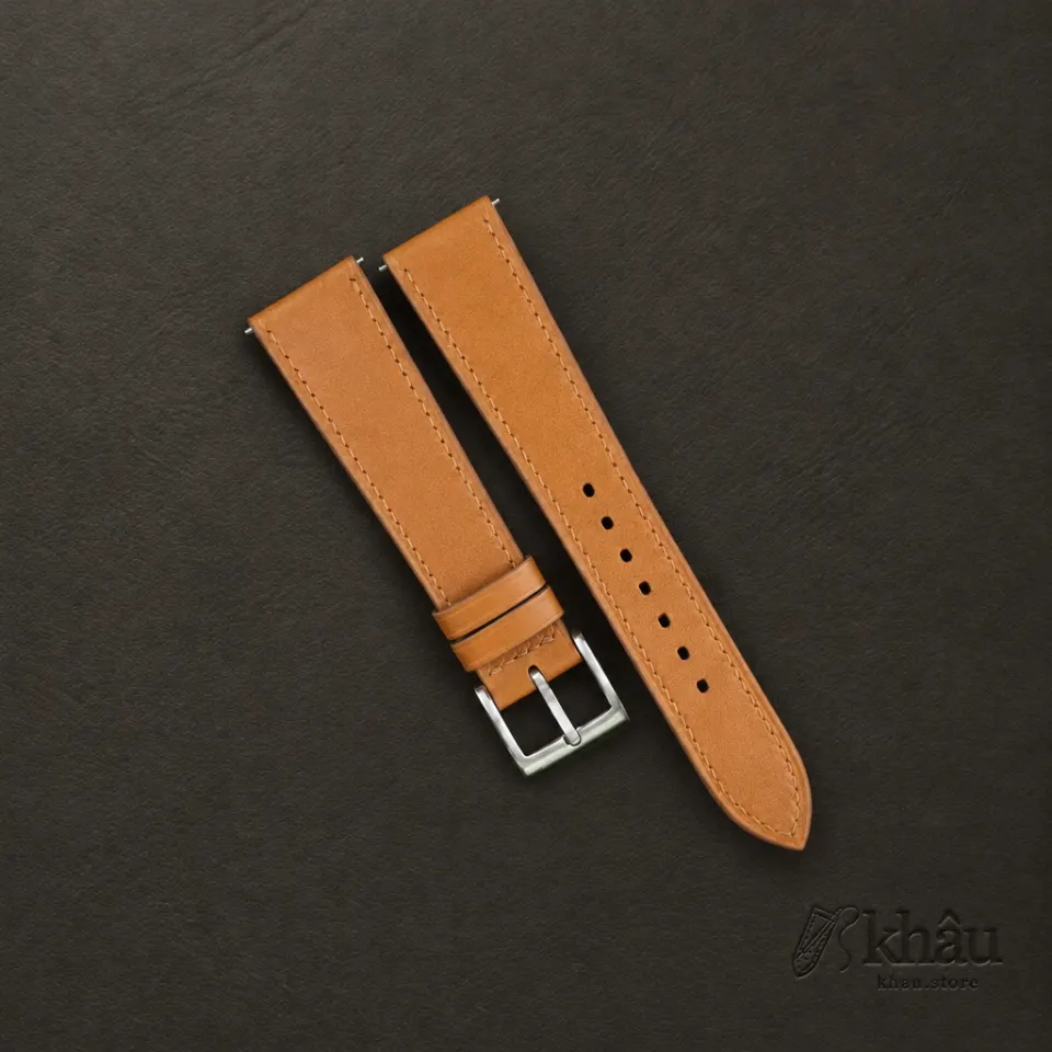 Honey Smooth Calf Leather Watch Strap — front view