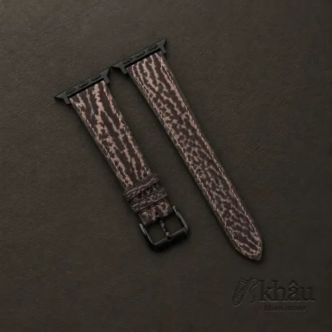 Brown Shark Leather Apple Watch Band — front view