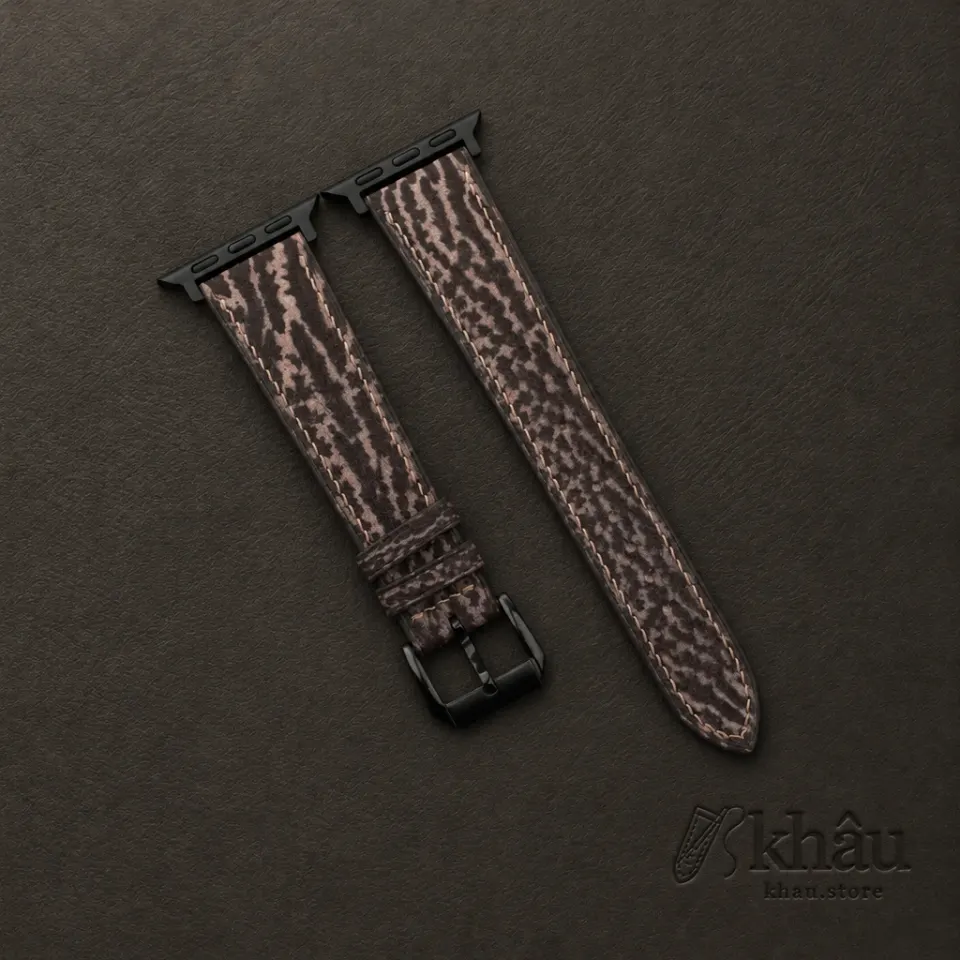 Brown Shark Leather Apple Watch Band — front view