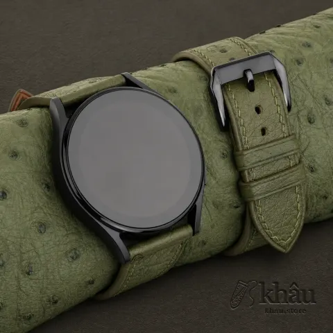 Green Ostrich Leather Samsung Watch Band — front view