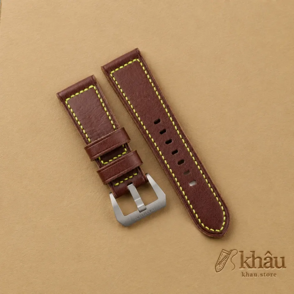 Hickory Brown Vachetta Veg Leather Strap for PAM Watch — front view