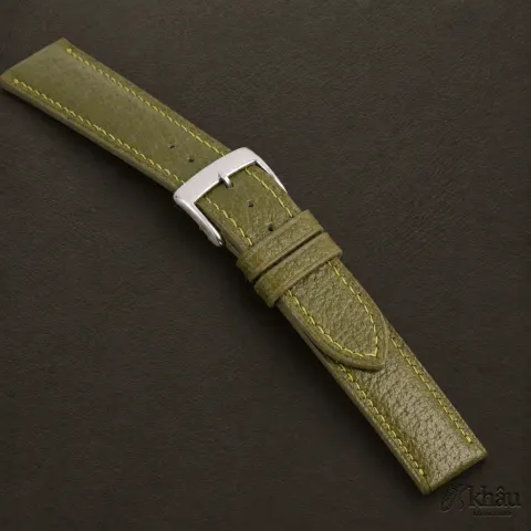 Padded Light Olive Peccary Leather Watch Strap — additional view