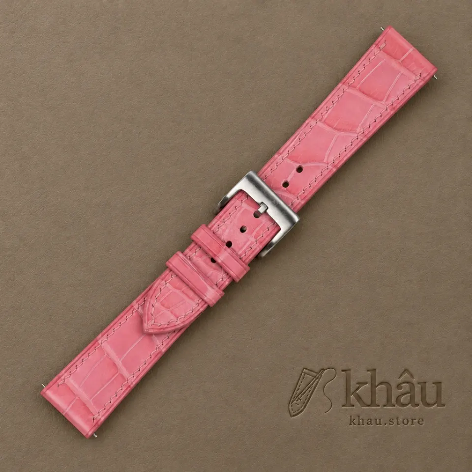 Pink Alligator Leather Watch Strap — additional view
