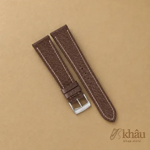 Dark Taupe Peccary Leather Watch Strap — front view