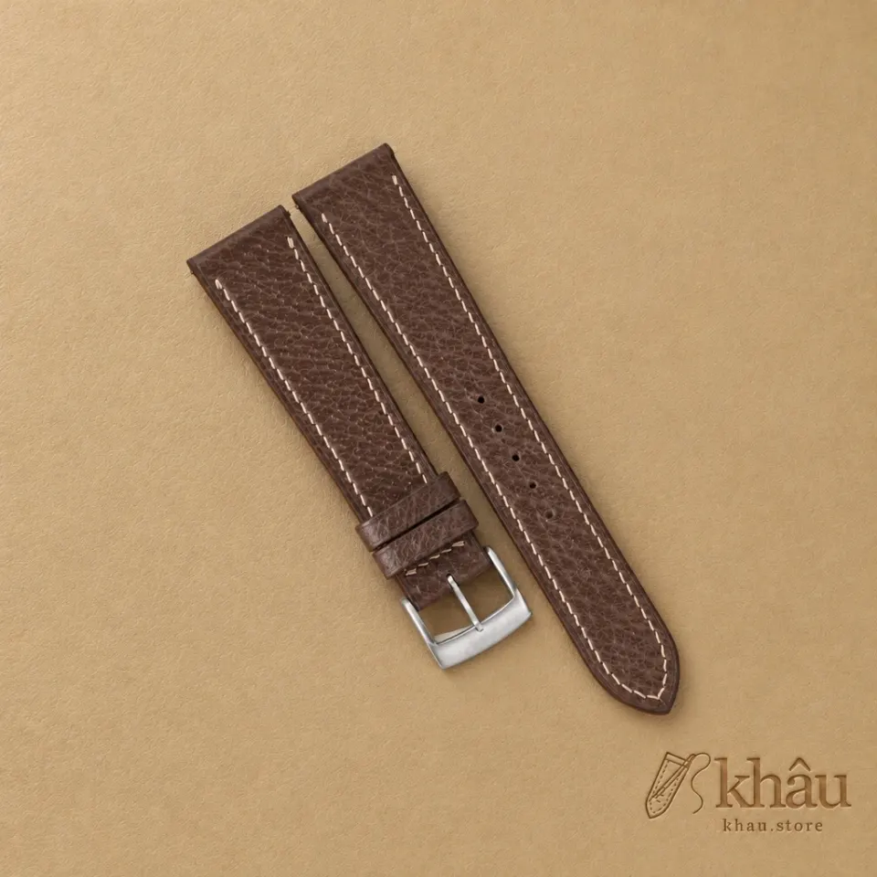 Dark Taupe Peccary Leather Watch Strap — front view