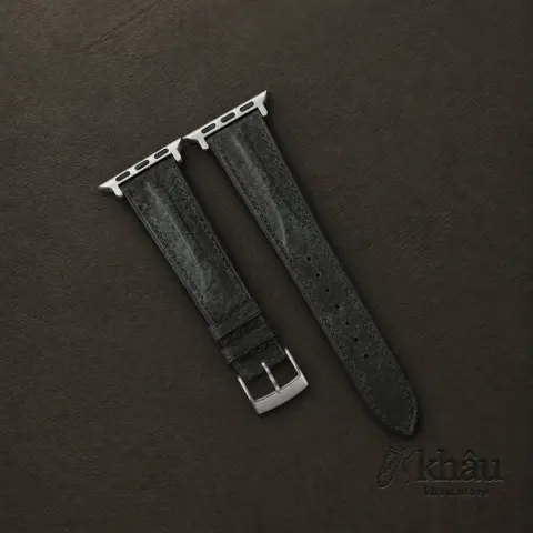 Single Padded Aquamarine Blue Habana Leather Apple Watch Band — front view
