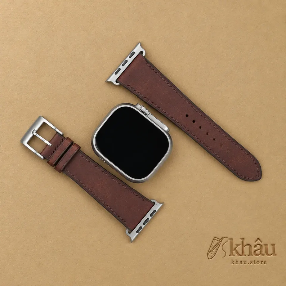 Dark Brown Badalassi Carlo Pueblo Leather Apple Watch Ultra Band — additional view