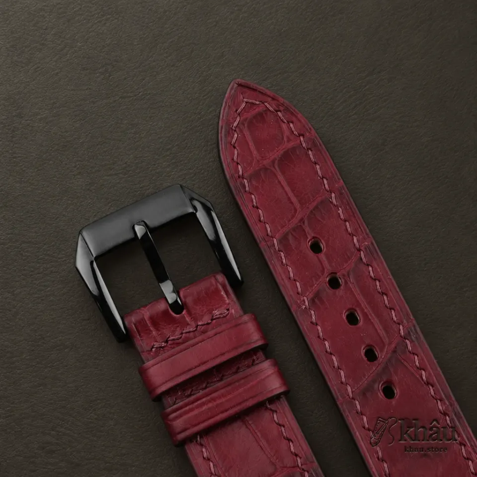 Bordeaux Alligator Leather Samsung Watch Band — additional view