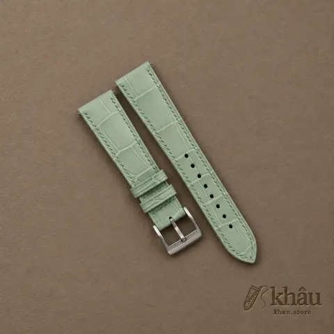 Mint Alligator Leather Watch Strap — front view