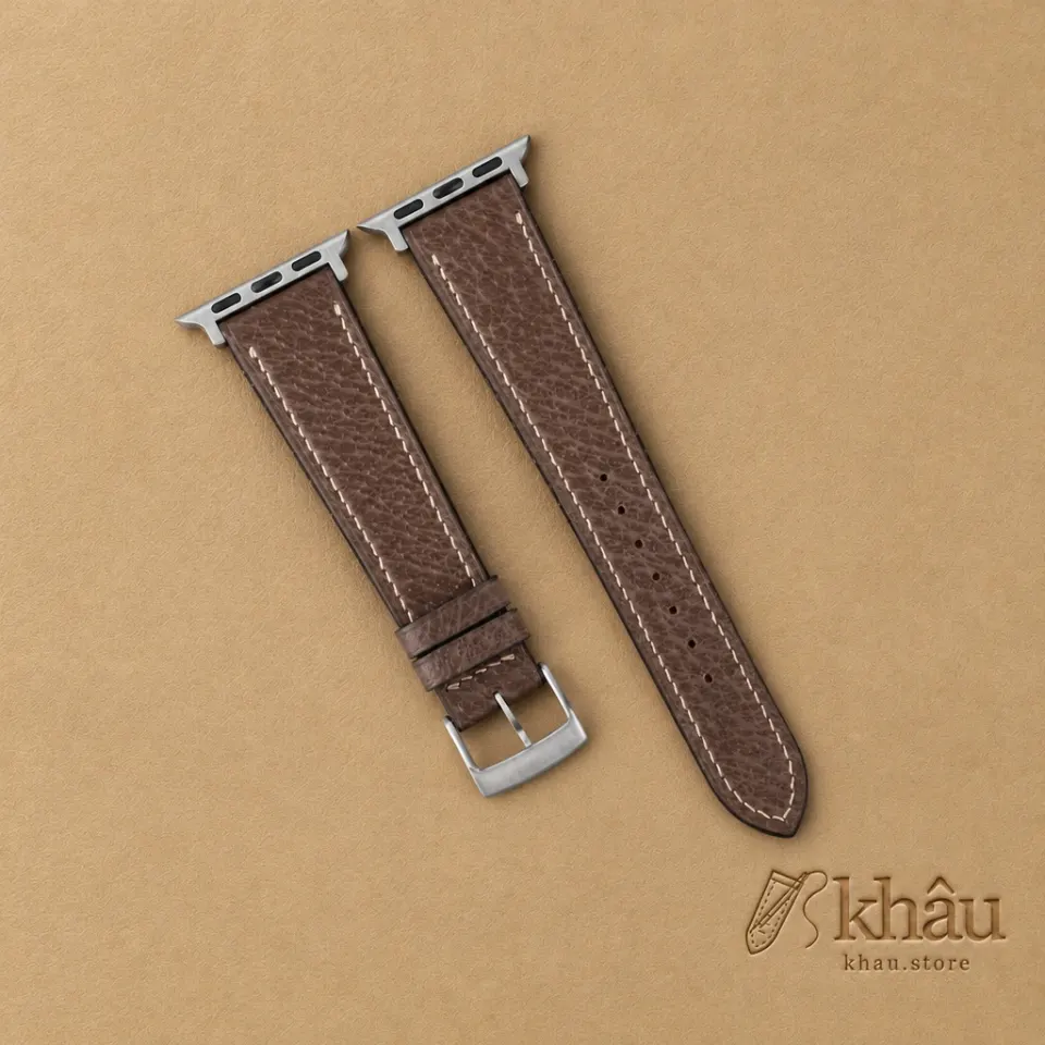 Dark Taupe Peccary Leather Apple Watch Band — front view