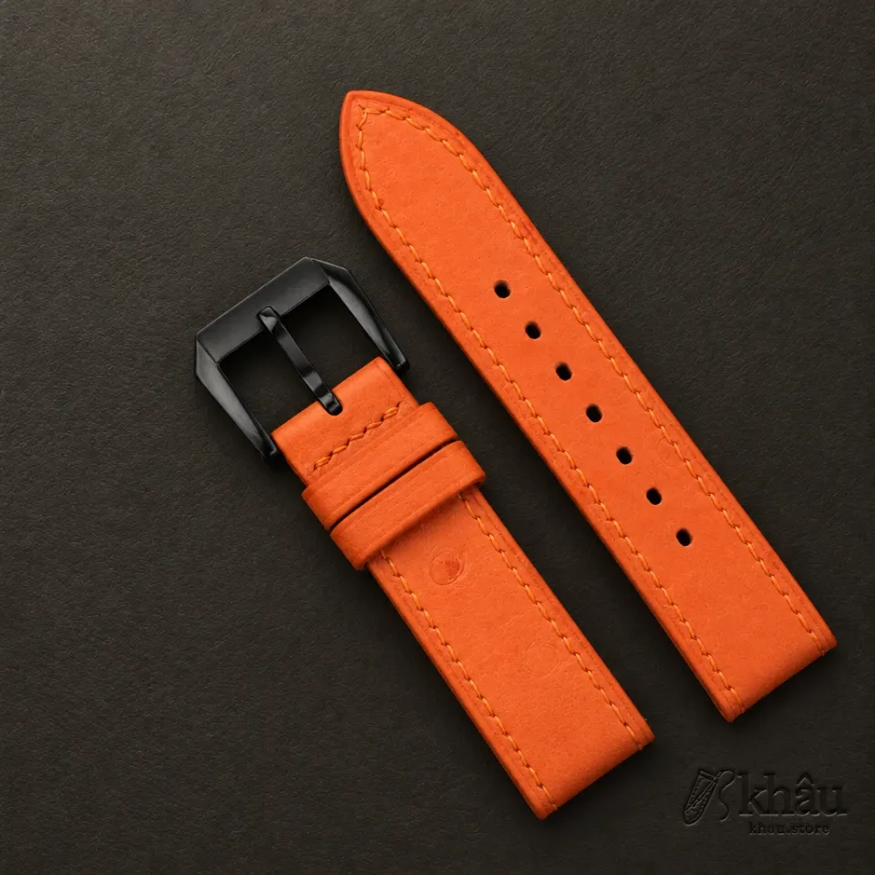 Orange Ostrich Leather Samsung Watch Band — additional view