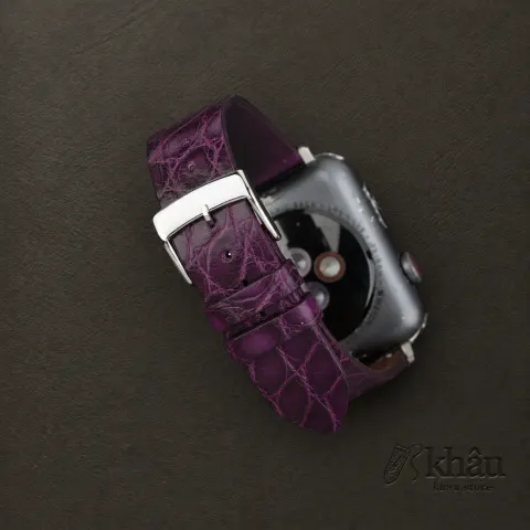 Vintage Purple Round Scales Alligator Leather Apple Watch Band — additional view