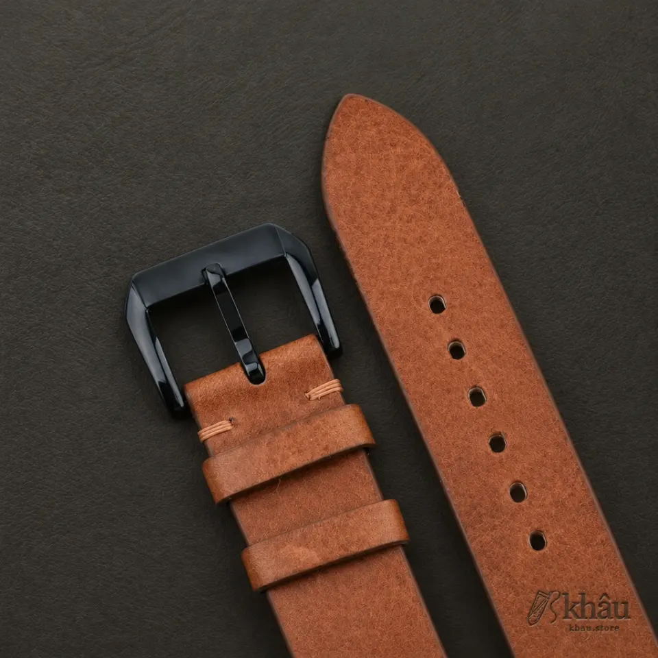 Golden Brown Smooth Calf Leather Samsung Watch Band — additional view