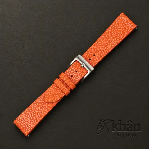 Vintage Orange Stingray Leather Watch Strap — additional view