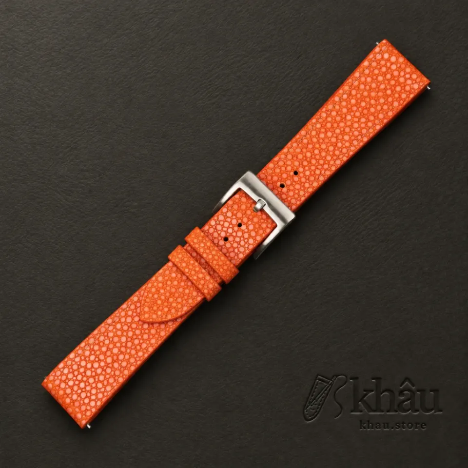 Vintage Orange Stingray Leather Watch Strap — additional view
