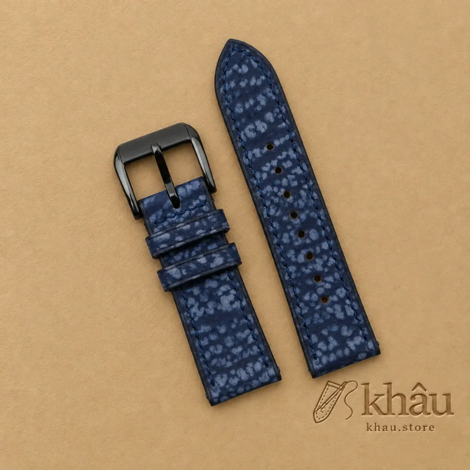 Dark Blue Shark Leather Samsung Watch Band — additional view