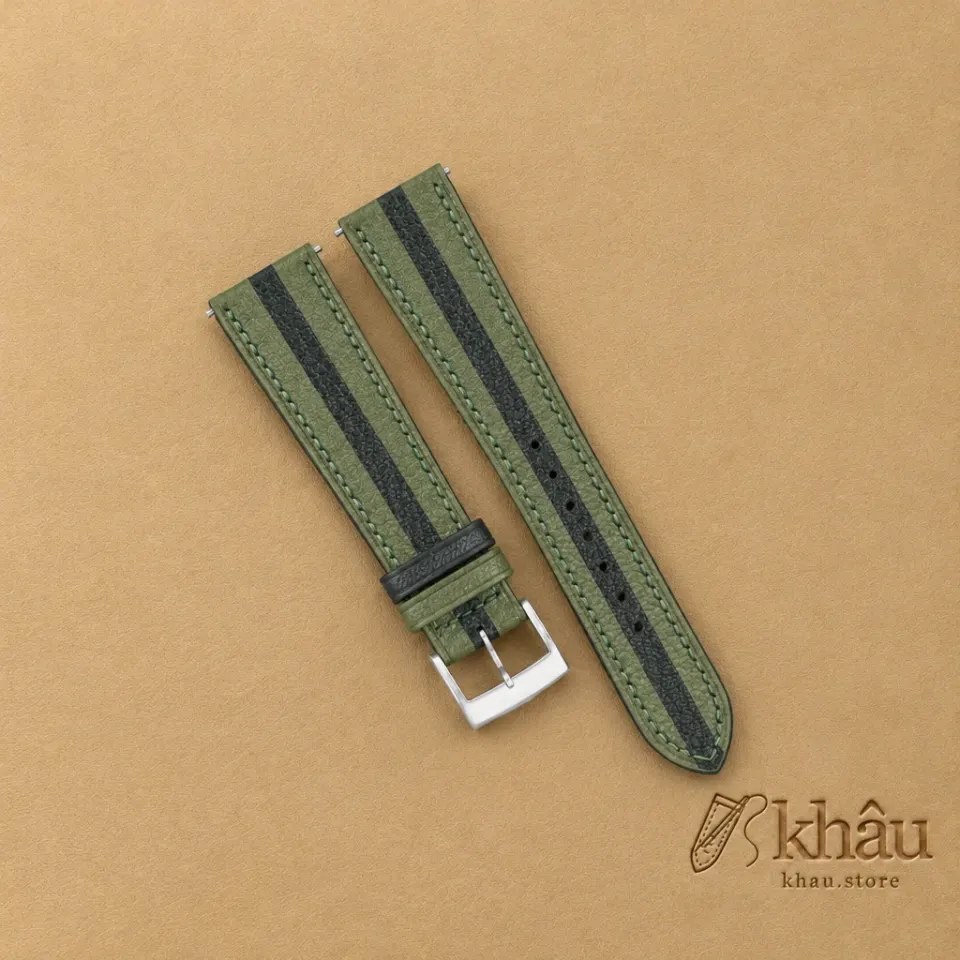 Duocolor Moss Alran Sully Leather Watch Strap — front view