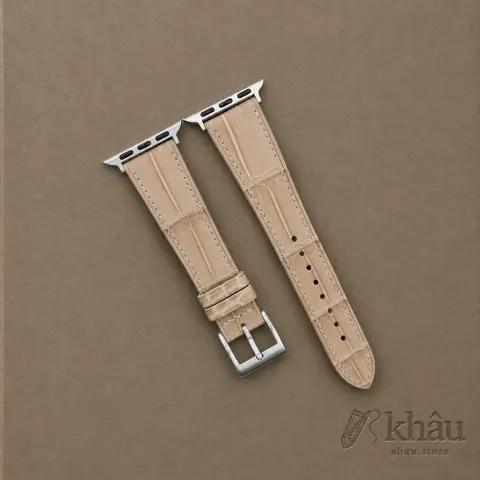 Light Brown Alligator Leather Apple Watch Band — front view
