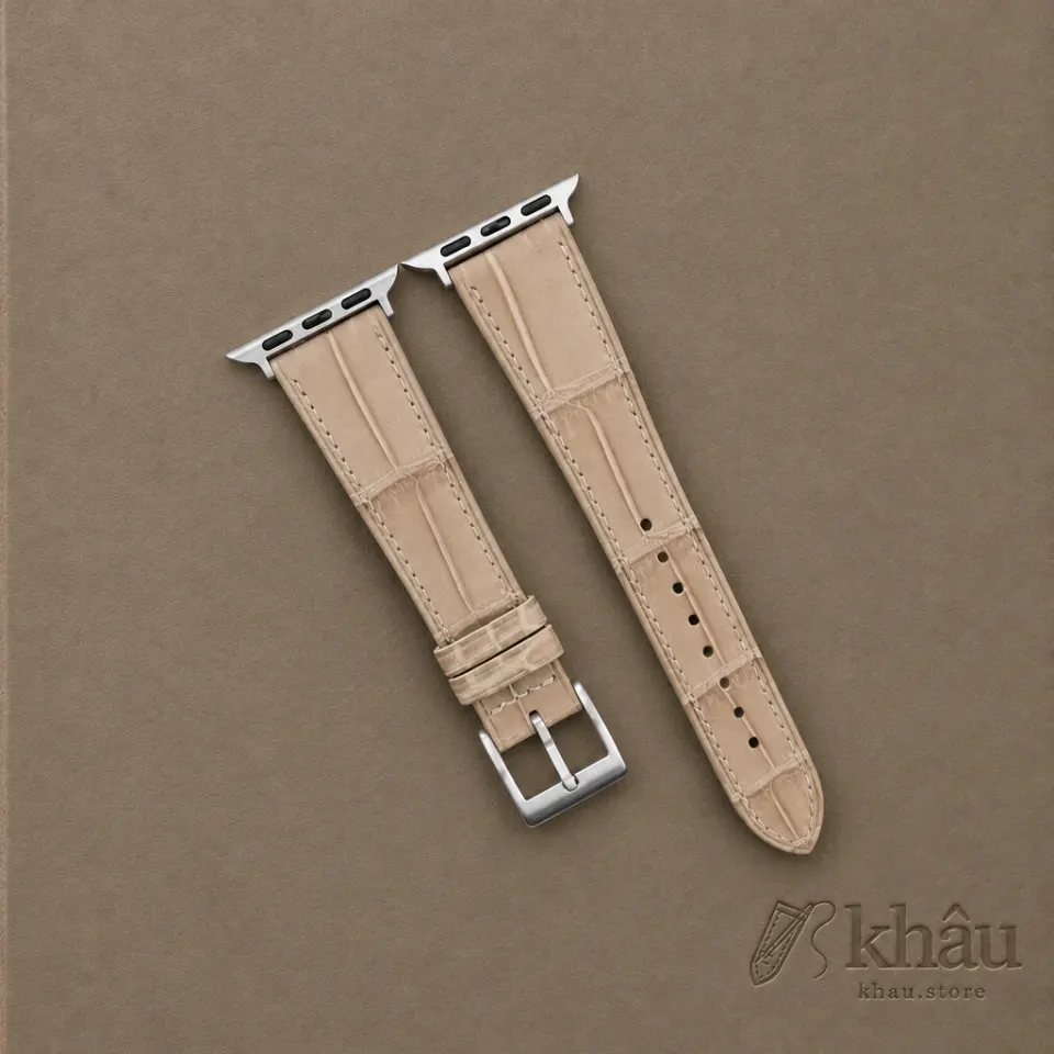 Light Brown Alligator Leather Apple Watch Band — front view