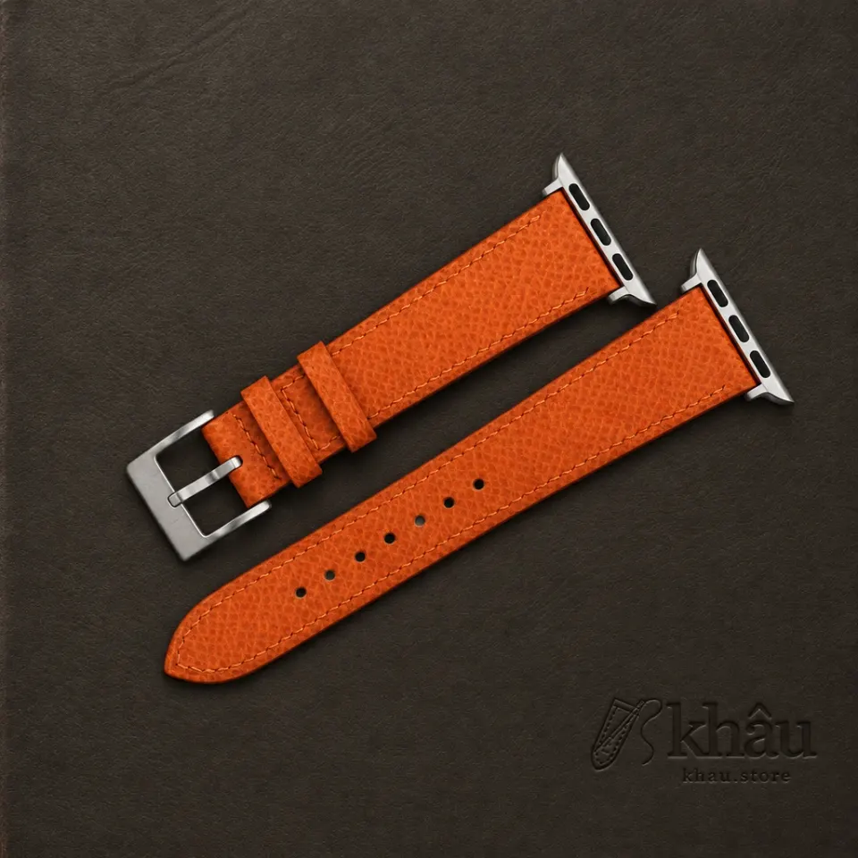 To My Daughter – Orange Epsom Leather Apple Watch Band Gift for Daughter — front view