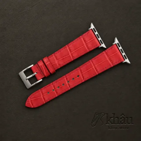 To My Daughter – Red Alligator Leather Apple Watch Band Gift for Daughter — front view