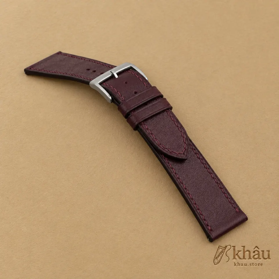 Box Calf Dark Burgundy Leather Watch Strap — additional view
