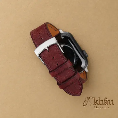 Burgundy Badalassi Carlo Pueblo Leather Apple Watch Band — additional view