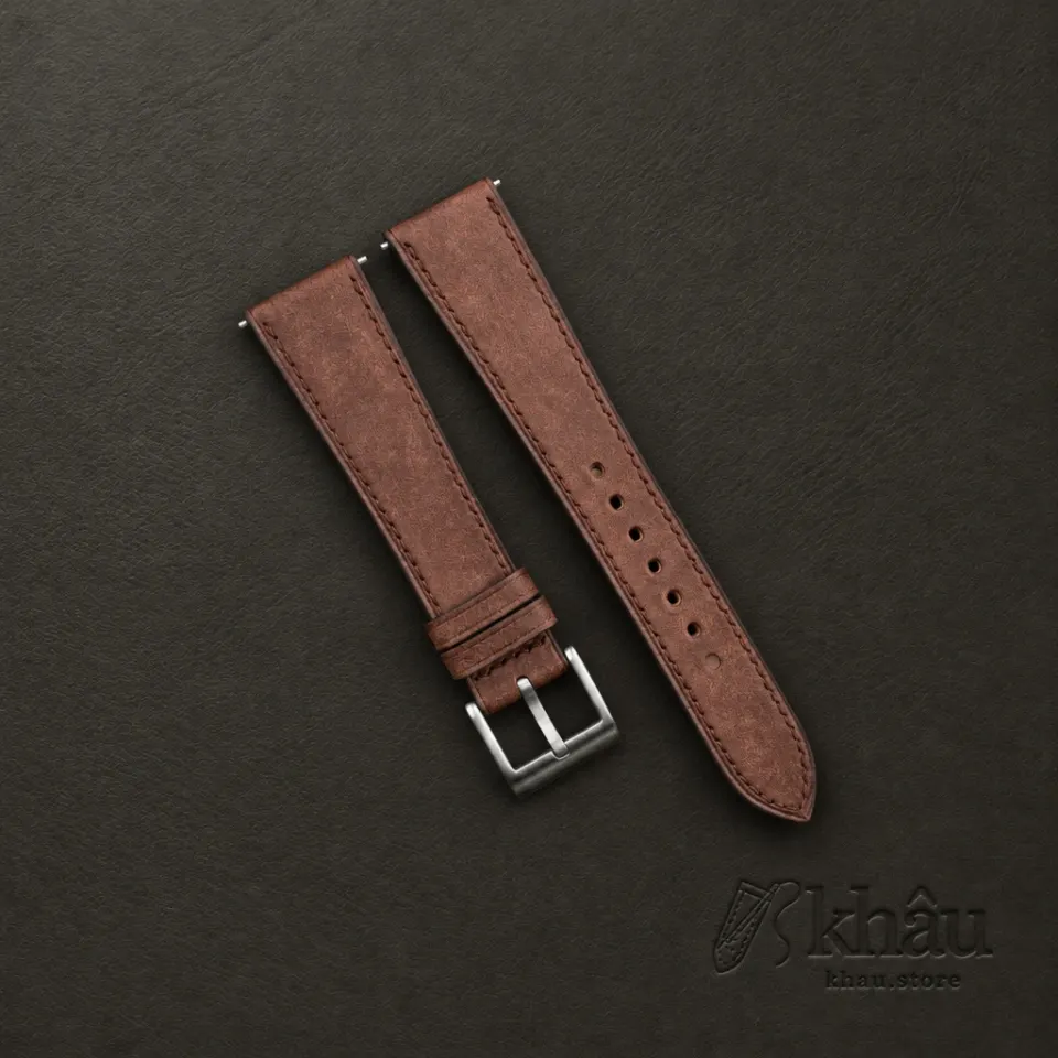 Brown Maya Vegetable Tanned Calfskin Leather Watch Strap — front view