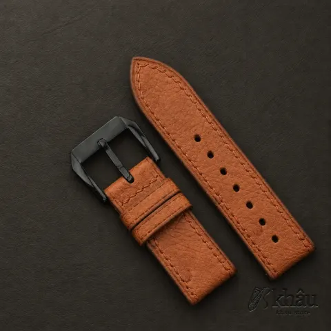 Brown Ostrich Leather Samsung Watch Band — additional view