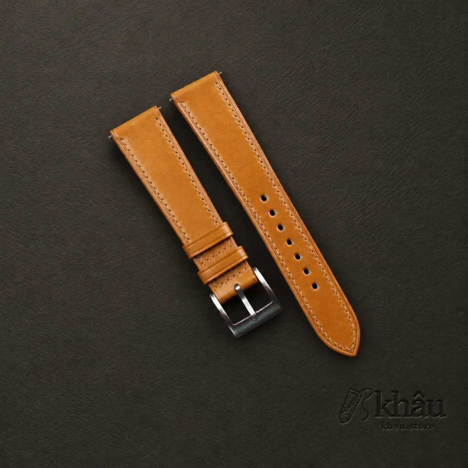 Whiskey Shell Cordovan Leather Watch Strap — front view