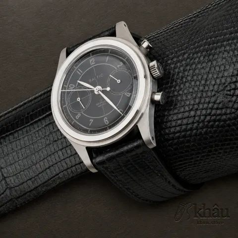 Zirconium Lizard Leather Strap for Baltic Watch — front view