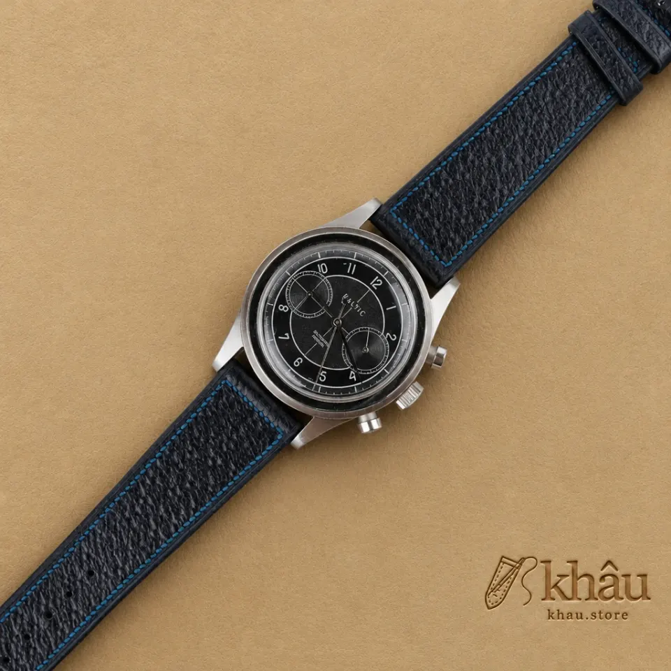 Micro Stitch Navy Peccary Leather Watch Strap — additional view