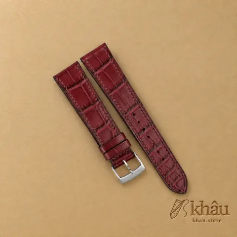 Bordeaux Alligator Leather Watch Strap — front view