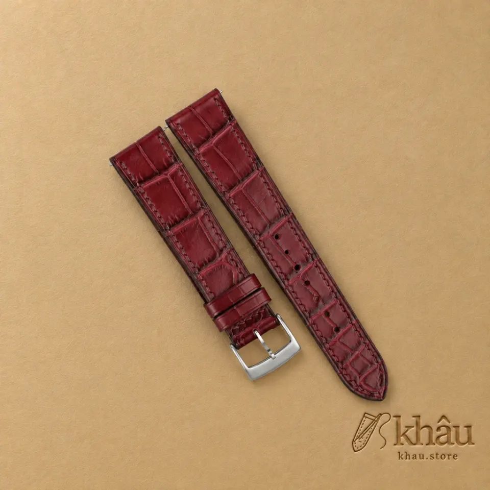 Bordeaux Alligator Leather Watch Strap — front view