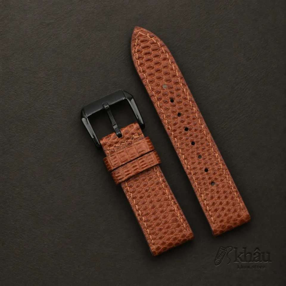 Brown Lizard Leather Samsung Watch Band — additional view