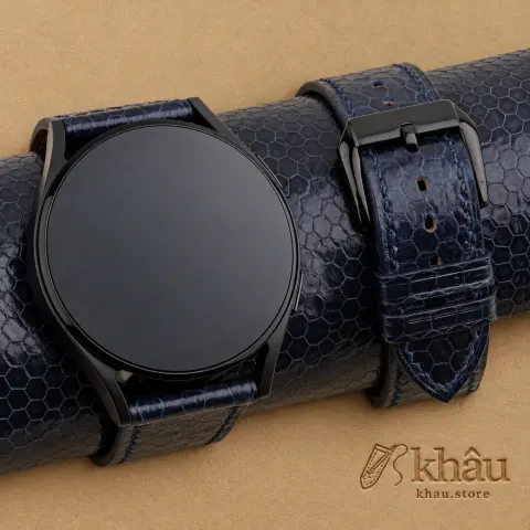 Navy Snake Sea Leather Samsung Watch Band — front view