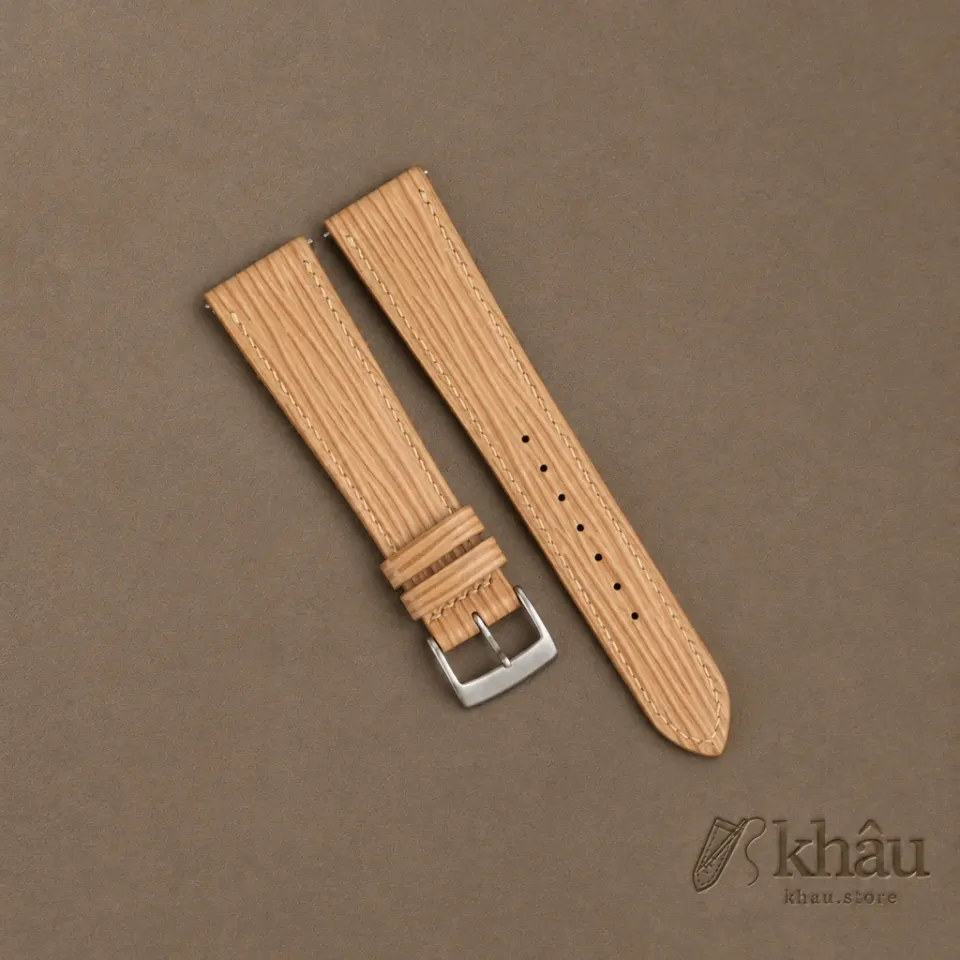 Beige Epi Leather Watch Strap — front view