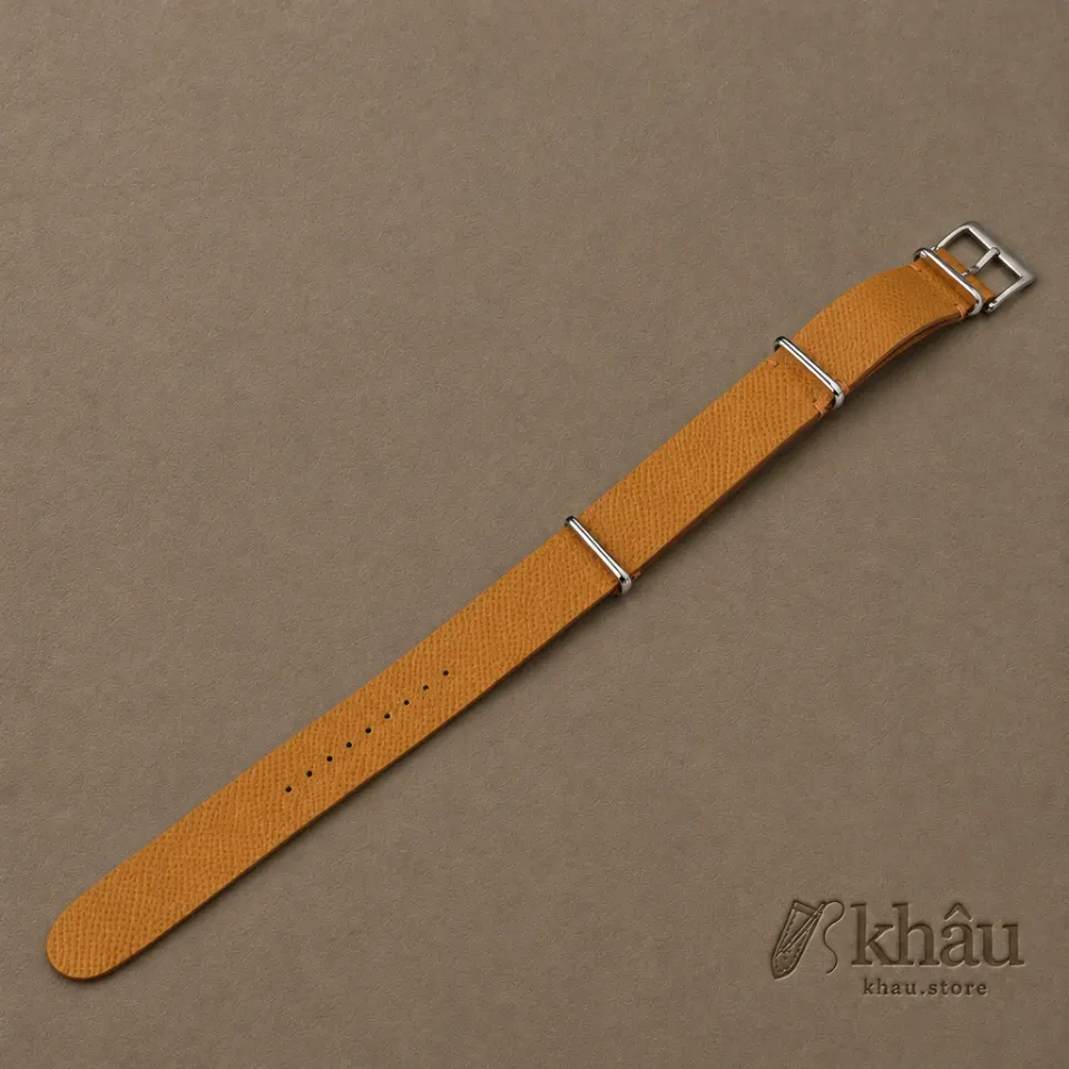 NATO Sesame Epsom Lining Sesame Epsom Leather Watch Strap — front view