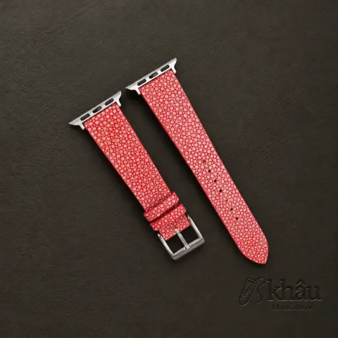 Red Stingray Leather Apple Watch Band — front view