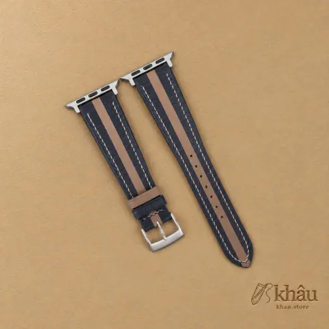 Duocolor Navy Alran Sully Leather Apple Watch Band — front view