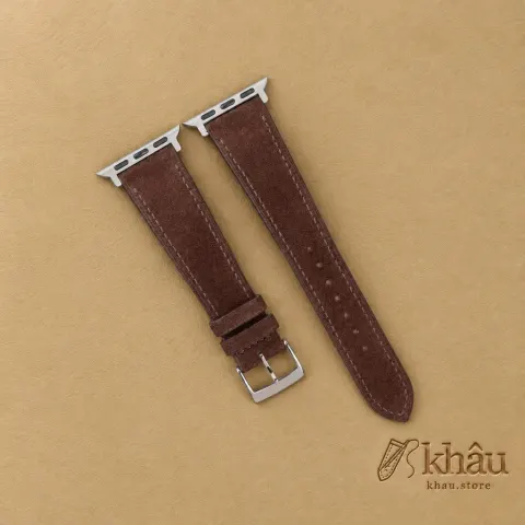 Dark Brown Suede Leather Apple Watch Band — front view