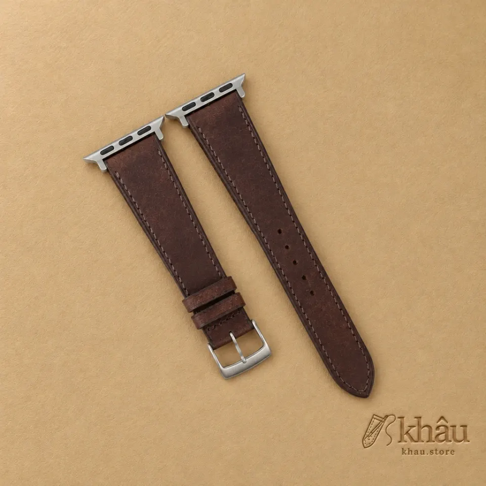 Dark Brown Badalassi Carlo Pueblo Leather Apple Watch Band — front view