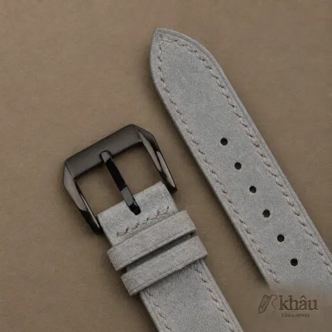 Light Grey Suede Leather Samsung Watch Band — additional view