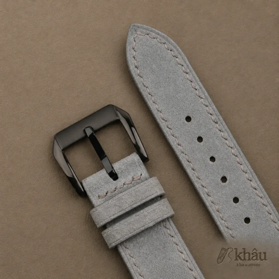 Light Grey Suede Leather Samsung Watch Band — additional view