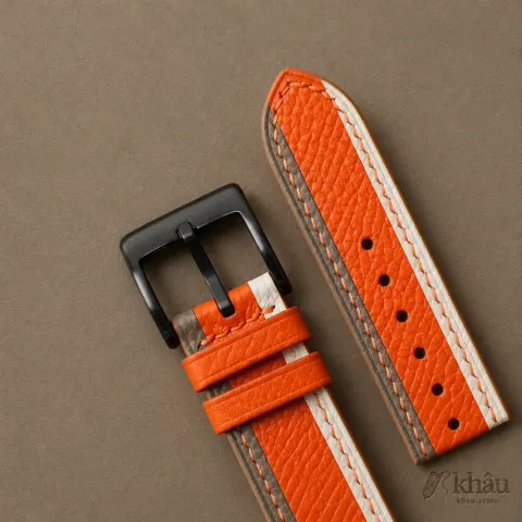 Tricolor Orange Epsom Leather Samsung Watch Band — additional view