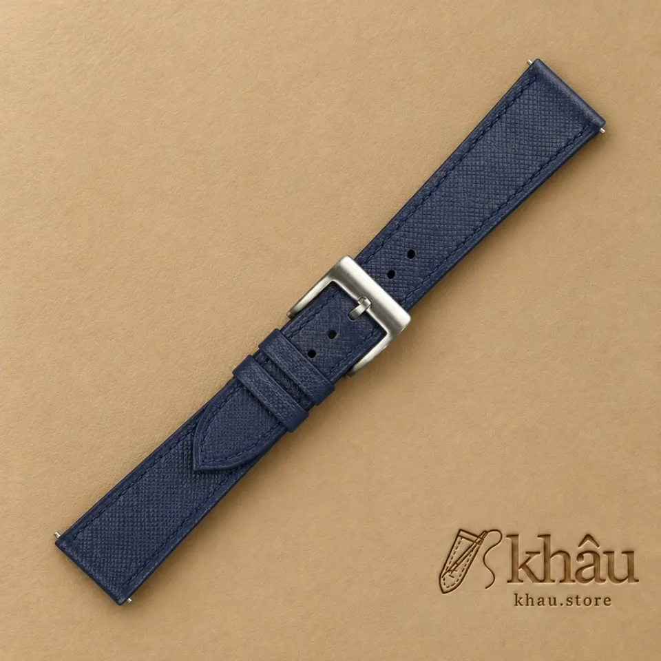 Navy Saffiano Leather Watch Strap — additional view