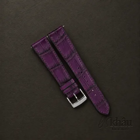 Purple Alligator Leather Watch Strap — front view